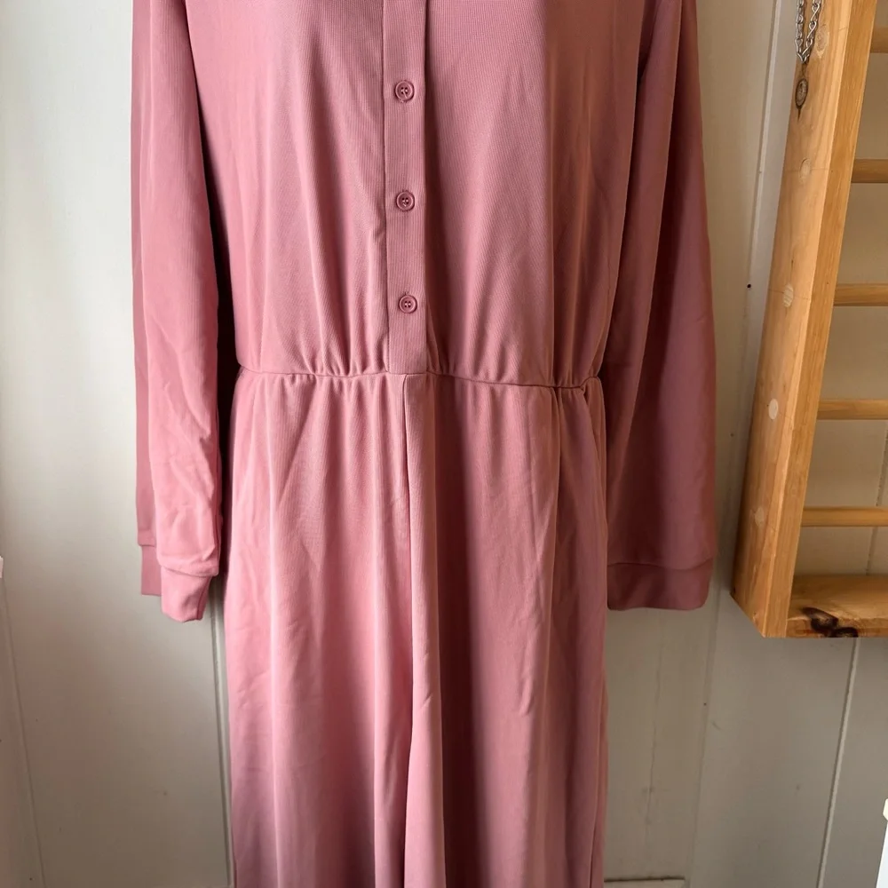 HALARA Pink Unisex WorkCore Half Button Down Waffle Knit Women’s Jumpsuit - Picture 3 of 9